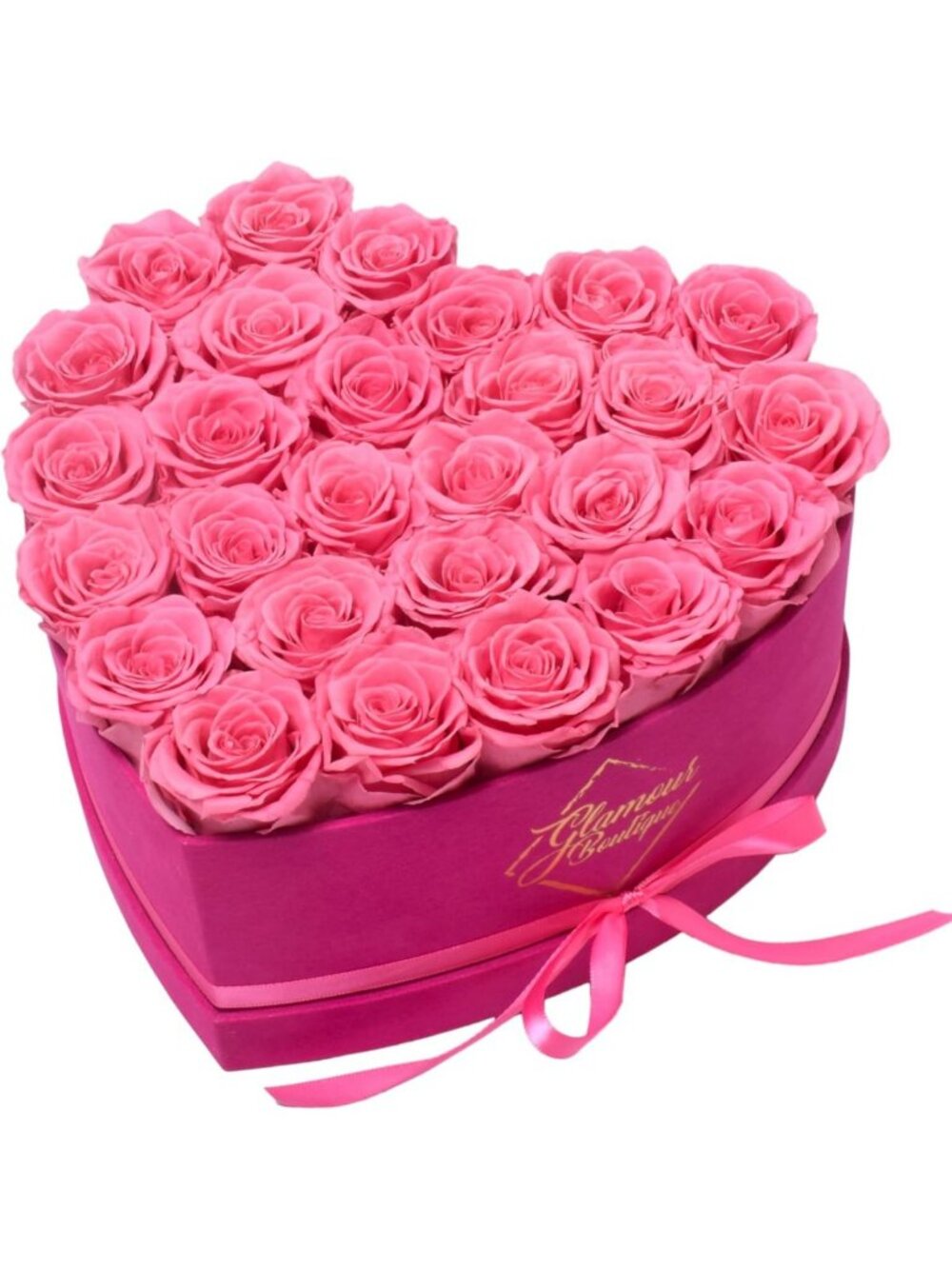 Forever Velvet Pink Roses in Heart Box - Preserved Flowers for Lasting Beauty